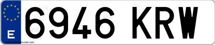 Ejemplo de matrícula española 6946 KRW