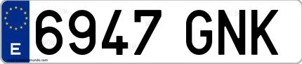 Ejemplo de matrícula española 6947 GNK