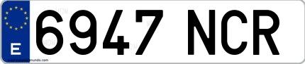Ejemplo de matrícula española 6947 NCR