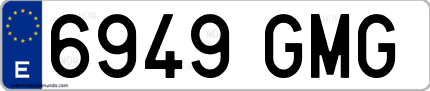 Ejemplo de matrícula de coche ordinaria 6949 GMG