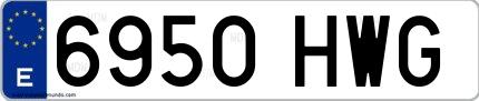 Ejemplo de matrícula española 6950 HWG