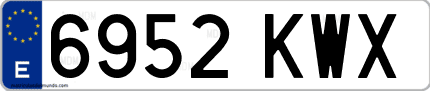 Ejemplo de matrícula de coche ordinaria 6952 KWX