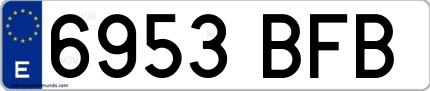 Ejemplo de matrícula española 6953 BFB