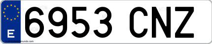 Ejemplo de matrícula española 6953 CNZ