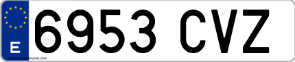 Ejemplo de matrícula de coche ordinaria 6953 CVZ