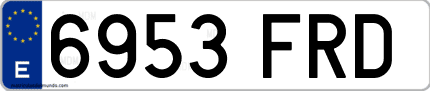 Ejemplo de matrícula de coche ordinaria 6953 FRD