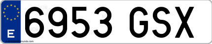 Ejemplo de matrícula de coche ordinaria 6953 GSX