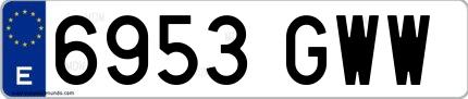 Ejemplo de matrícula de coche ordinaria 6953 GWW