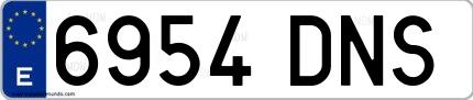 Ejemplo de matrícula española 6954 DNS