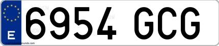 Ejemplo de matrícula española 6954 GCG