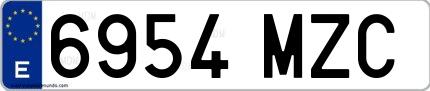 Ejemplo de matrícula española 6954 MZC