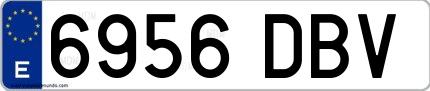 Ejemplo de matrícula española 6956 DBV