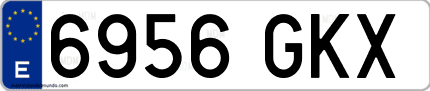 Ejemplo de matrícula de coche ordinaria 6956 GKX