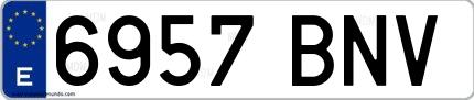 Ejemplo de matrícula española 6957 BNV