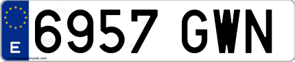 Ejemplo de matrícula de coche ordinaria 6957 GWN