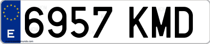 Ejemplo de matrícula de coche ordinaria 6957 KMD