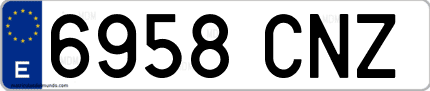 Ejemplo de matrícula de coche ordinaria 6958 CNZ
