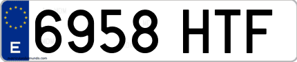 Ejemplo de matrícula de coche ordinaria 6958 HTF