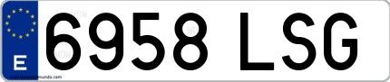 Ejemplo de matrícula española 6958 LSG