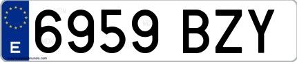 Ejemplo de matrícula española 6959 BZY
