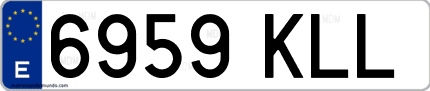 Ejemplo de matrícula de coche ordinaria 6959 KLL