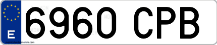 Ejemplo de matrícula de coche ordinaria 6960 CPB