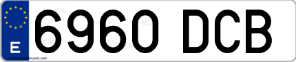 Ejemplo de matrícula de coche ordinaria 6960 DCB