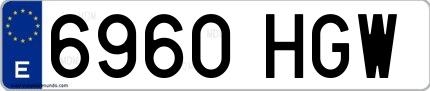 Ejemplo de matrícula española 6960 HGW