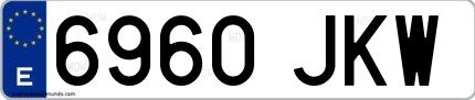 Ejemplo de matrícula española 6960 JKW