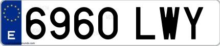 Ejemplo de matrícula española 6960 LWY