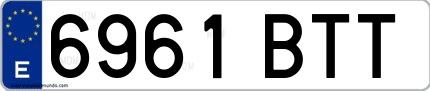 Ejemplo de matrícula española 6961 BTT