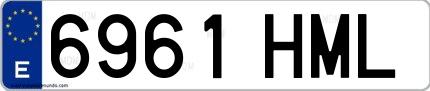Ejemplo de matrícula española 6961 HML