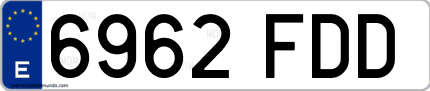 Ejemplo de matrícula de coche ordinaria 6962 FDD
