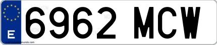 Ejemplo de matrícula española 6962 MCW