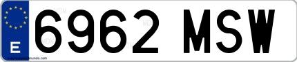 Ejemplo de matrícula española 6962 MSW