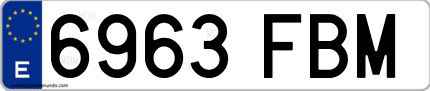 Ejemplo de matrícula de coche ordinaria 6963 FBM