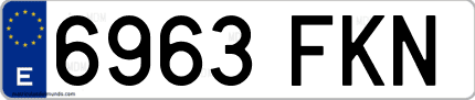 Ejemplo de matrícula de coche ordinaria 6963 FKN