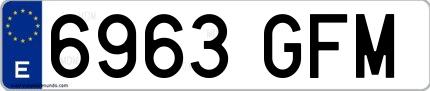 Ejemplo de matrícula española 6963 GFM