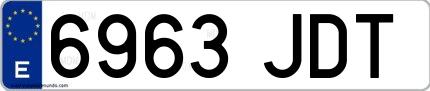Ejemplo de matrícula española 6963 JDT
