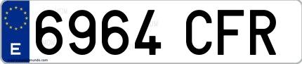 Ejemplo de matrícula de coche ordinaria 6964 CFR