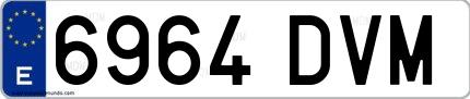Ejemplo de matrícula española 6964 DVM