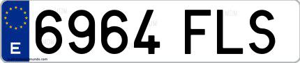 Ejemplo de matrícula española 6964 FLS