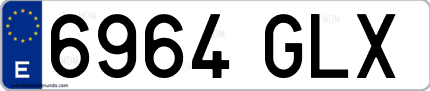 Ejemplo de matrícula de coche ordinaria 6964 GLX