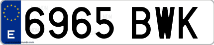 Ejemplo de matrícula de coche ordinaria 6965 BWK