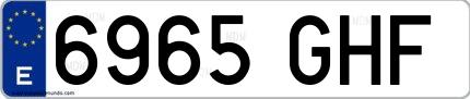 Ejemplo de matrícula española 6965 GHF