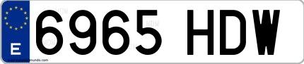 Ejemplo de matrícula española 6965 HDW