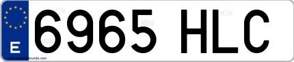 Ejemplo de matrícula de coche ordinaria 6965 HLC