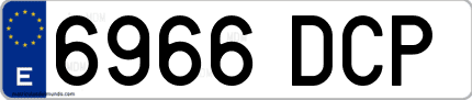Ejemplo de matrícula de coche ordinaria 6966 DCP