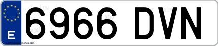 Ejemplo de matrícula española 6966 DVN