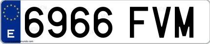 Ejemplo de matrícula española 6966 FVM